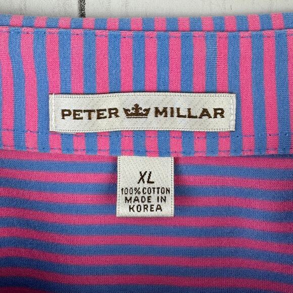 Peter Millar Purple/Blue Cotton Stripe Pilot Mill Halifax Polo Men’s Size XL - Picture 9 of 12